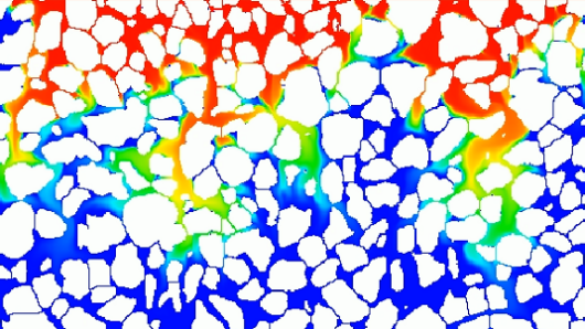 Visualisierter, modellierter Stofftransport im Porensystem eines porösen Mediums mit ausgeprägtem präferentiellen Fließen