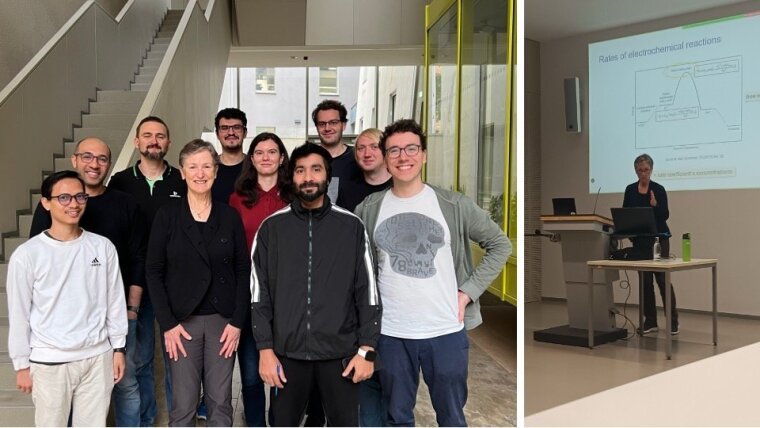 Besuch von Frances Houle im September 2025 – links ein Gruppenfoto, rechts Frances Houle während ihres Vortrags am Mittwoch.