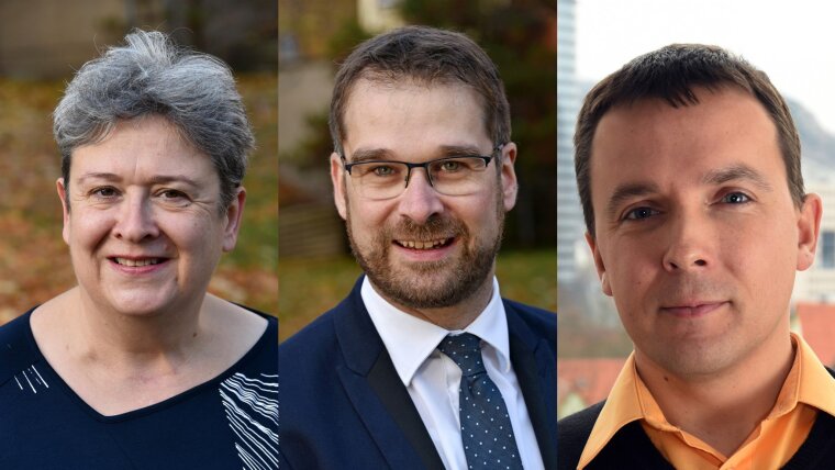 Dean Prof. Nina Kukowski, Dean of Student Affairs Prof. Sebastian Henn and Vice Dean Prof. Lothar Wondraczek (from left)