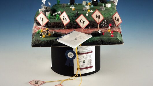 Traditionally self-made symbolic doctor's hat of a doctor of environmental chemistry, taken at the University of Jena.
