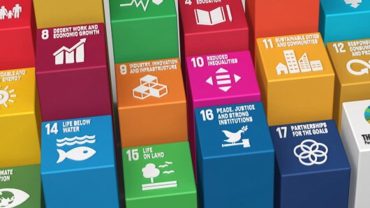 Cuboids with the symbols of the UN Sustainable Development Goals