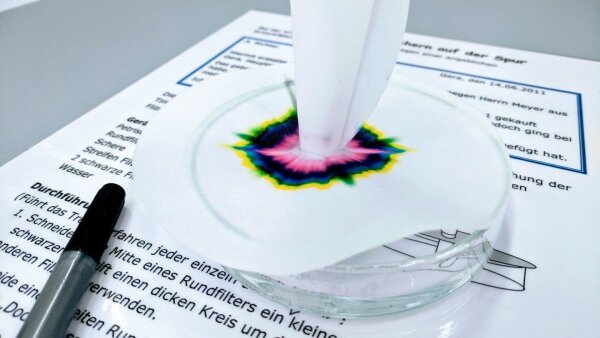 Stofftrennung durch Papierchromatographie