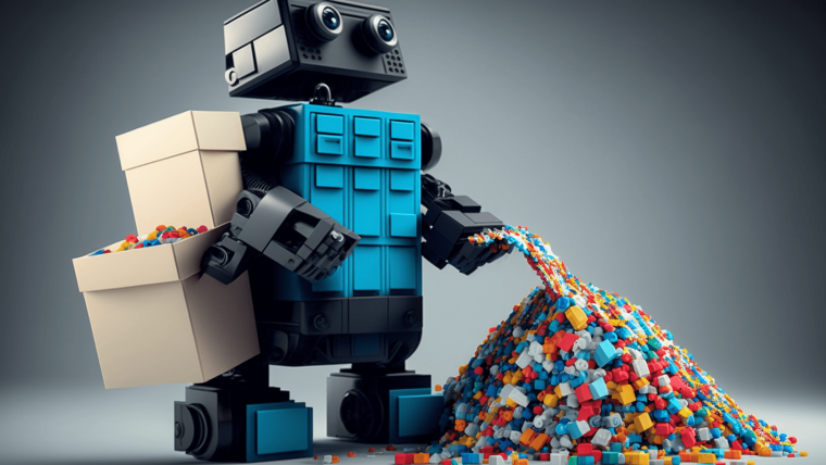 AI generated image of robot sorting polymers